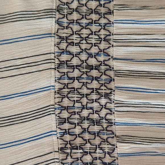 Floreat beige striped ruched button-down shirt extra small - Picture 3 of 8